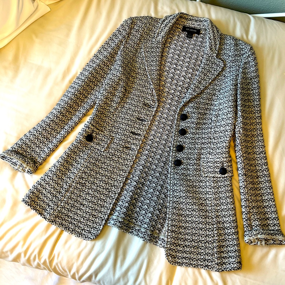 St. John long tweed jacket, size 8. Excellent, like new condition